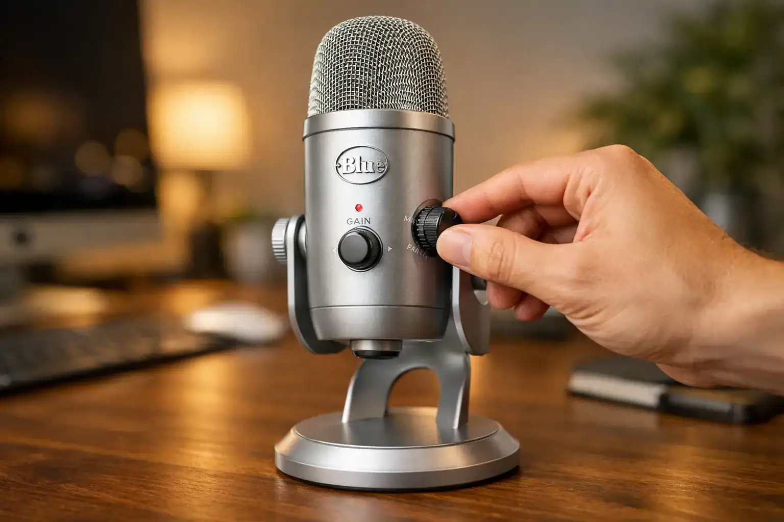 Setup de Podcast com Microfone Blue Yeti Clássico